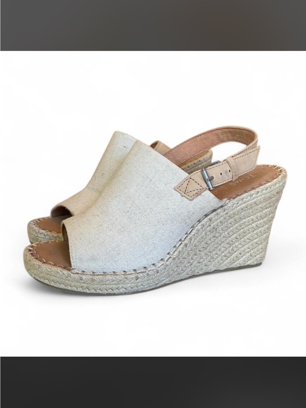 Toms Wedge Espadrille Heel Slingback Sandals Jute Wrapped Size 9